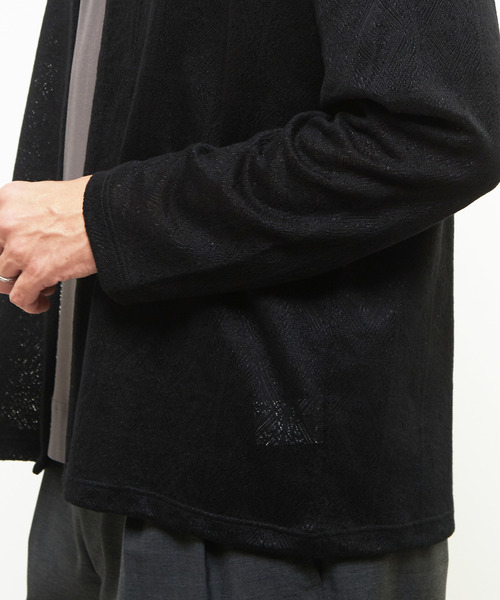 MEN'S MELROSE カーディガン ジャガードメッシュボタンレス