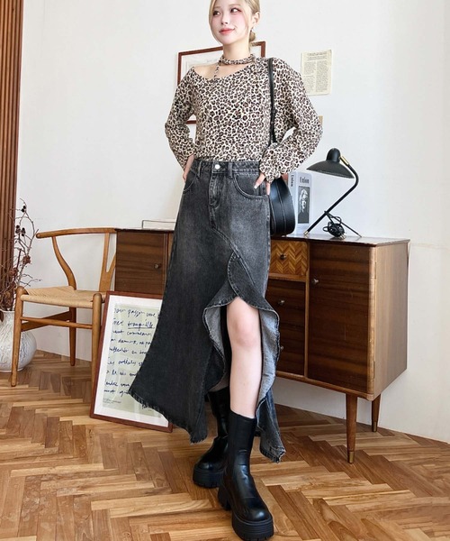 リメイクデニム　アシメフリルロングスカート デニムスカート アシメフリルロングデニムスカート : ZOZOTOWN Yahoo