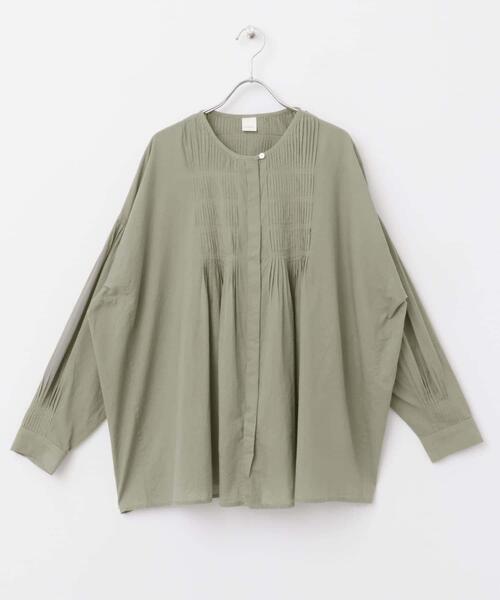 かぐれ ピグメントダイピンタックブラウス トップス ブラウス グレー 完売品 かぐれ（カグレ）の「ピグメントダイピンタックブラウス（シャツ