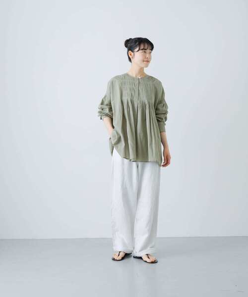 かぐれ ブラウス シャツ コットンピンタックブラウス レディース