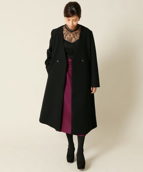 【極美品】IENA ロングコート　ブラック　38 IENA LA BOUCLE（イエナラブークル） ノーカラーコート 38 レッド