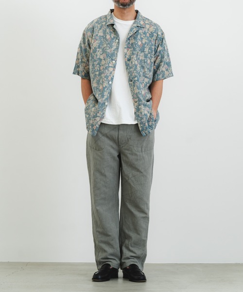 quadro シャツ 綿麻クロス花柄pt半袖シャツ メンズ : ZOZOTOWN