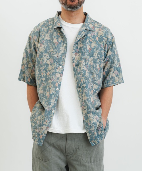 quadro シャツ 綿麻クロス花柄pt半袖シャツ メンズ : ZOZOTOWN