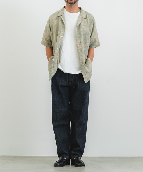 PLATSPLEASE 花柄 半袖シャツ quadro シャツ 綿麻クロス花柄pt半袖シャツ メンズ : ZOZOTOWN