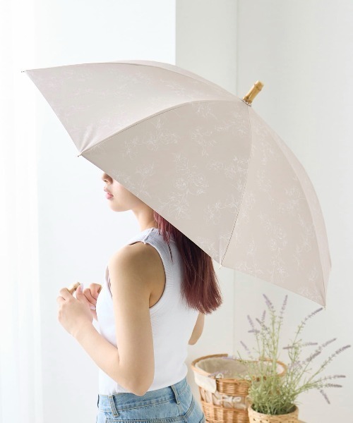 チュチュアンナ（tutuanna） 傘 「完全遮光100%」線画花柄手元バンブー