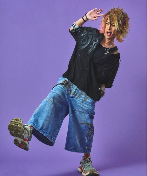 GALFY（ガルフィー） ワイドパンツ ジーンズ GALFY-部族長デカ短パン