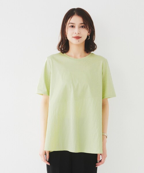 【美品】サカイ　Tシャツ　カットワーク　異素材ドッキング　切替　ペプラム　S 美品】サカイ Tシャツ カットワーク 異素材ドッキング 切替