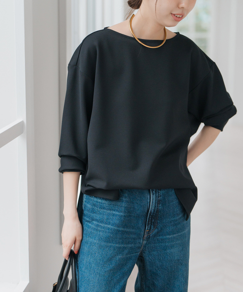 tシャツ ソフトポンチボートネックプルオーバー レディース
