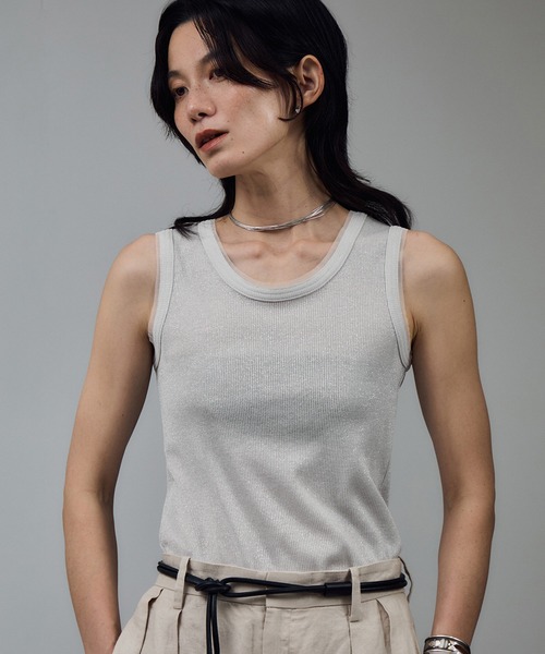 タンクトップ ノースリーブ 「WEB限定」ラメリブタンク レディース