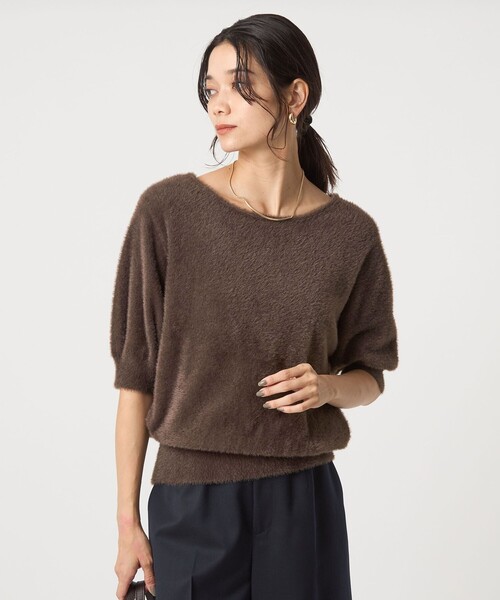 ニット セーター フラッフフェザー 2WAY ショートスリーブ ニット プルオーバー -ウォッシャブル- レディース