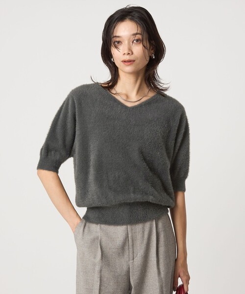 ニット セーター フラッフフェザー 2WAY ショートスリーブ ニット プルオーバー -ウォッシャブル- レディース