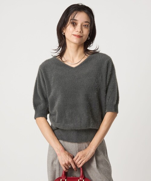 ニット セーター フラッフフェザー 2WAY ショートスリーブ ニット プルオーバー -ウォッシャブル- レディース