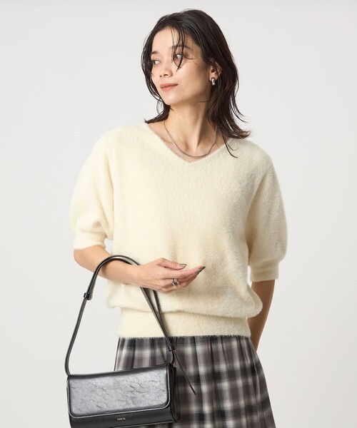 ニット セーター フラッフフェザー 2WAY ショートスリーブ ニット プルオーバー -ウォッシャブル- レディース
