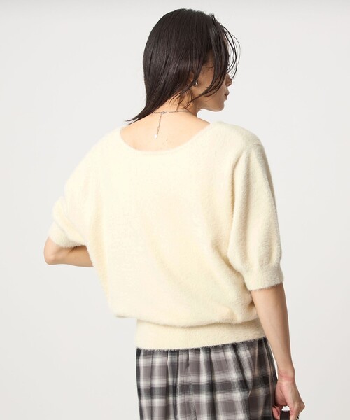 ニット セーター フラッフフェザー 2WAY ショートスリーブ ニット プルオーバー -ウォッシャブル- レディース