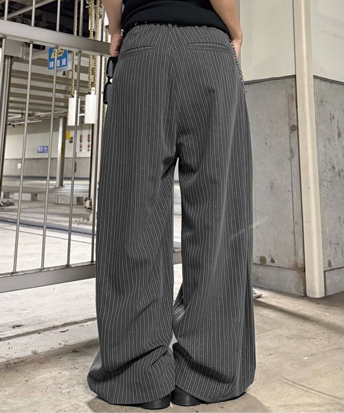 Shikitari ラメ スラックス スラックス パンツ サイドタックラメスラックス レディース メンズ