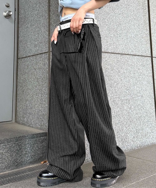 seyto ラメスラックス スラックス パンツ サイドタックラメスラックス レディース メンズ