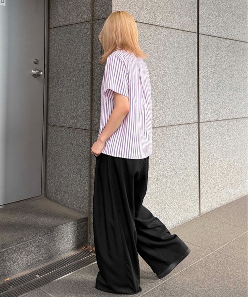 スラックス パンツ サイドタックラメスラックス レディース メンズ