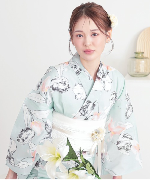 KIMONOMACHI 浴衣 レディース 浴衣 レディース 女性浴衣 2点セット(綿