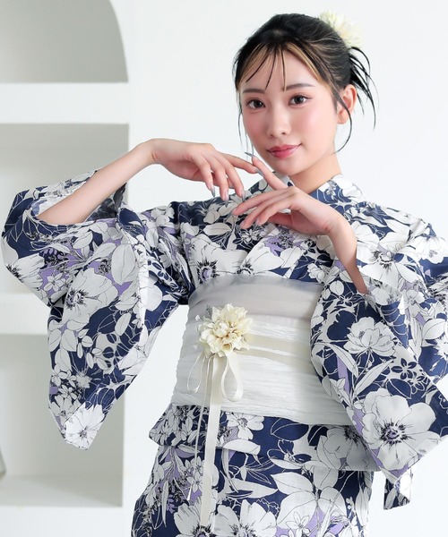 KIMONOMACHI 浴衣 レディース 浴衣 レディース 女性浴衣 2点セット(綿