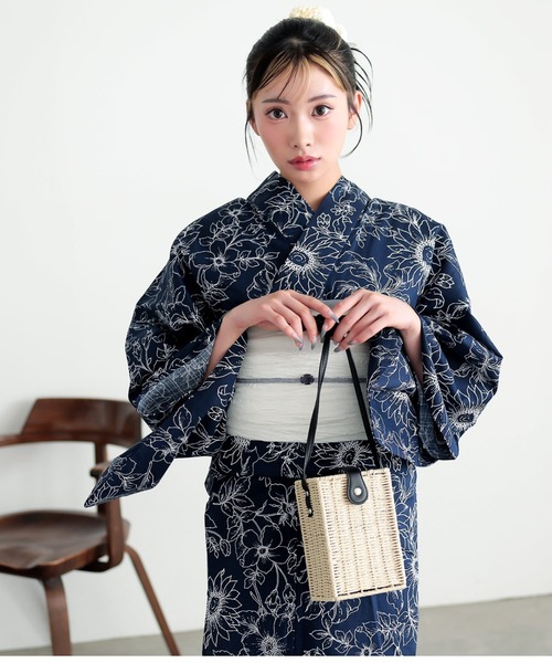 KIMONOMACHI 浴衣 レディース 浴衣 レディース 女性浴衣 2点セット(綿