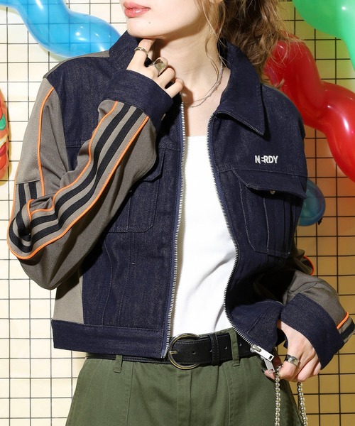 NERDYジャージ NERDY ジャージ デニムミックストラックトップ レディース