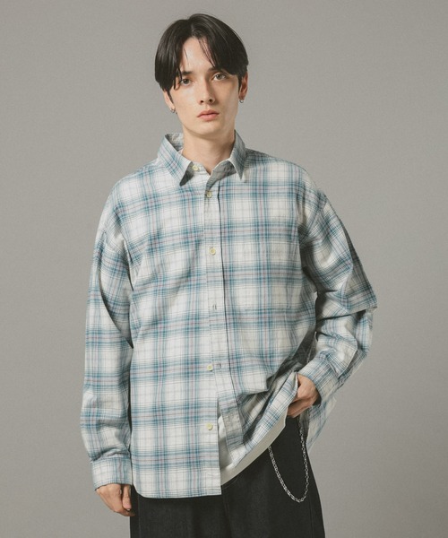 RAGEBLUE（レイジブルー） シャツ ビッグシルエット/オンブレチェック