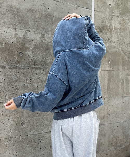 ROGER AND RAW デニムパーカー　フリーサイズ Roger&Raw パーカー デニムジップアップパーカー レディース