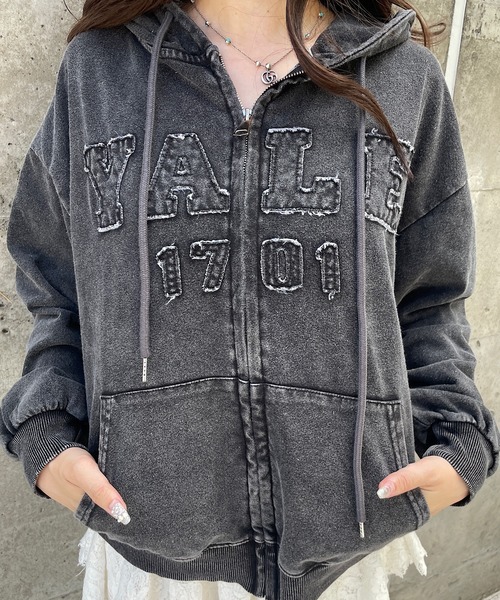 ダメージ加工パーカー ジップアップパーカー デニムパーカー ダメージデニム デニム パーカー レディース 韓国 ファッション ジップ デニム