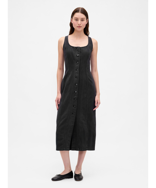 GAP ワンピース シーム フロントボタン ミディワンピース