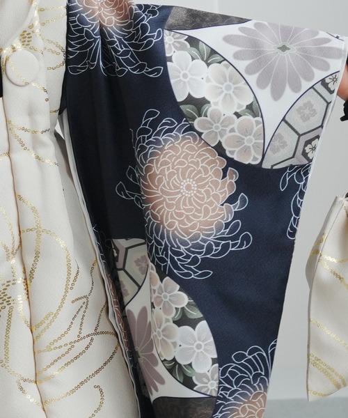 【値下げ中】utatane 七五三 被布コートセット ベージュ金彩×ミント七宝 utatane 着物 七五三3歳用被布コートセット 男の子 ひよこ商店