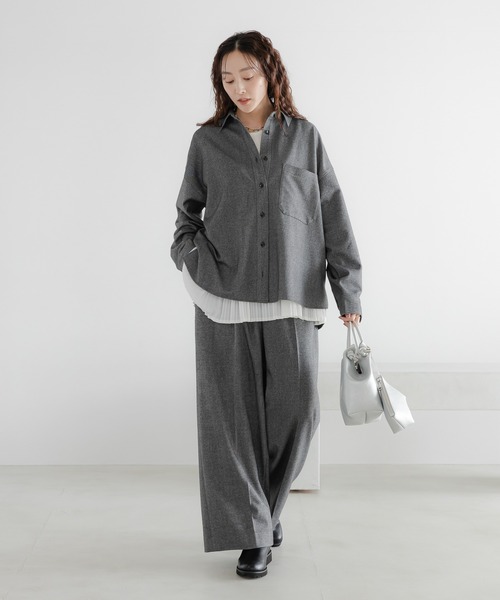 Elura（エルーラ） パンツ ウールライク柄ワイドパンツ/596039