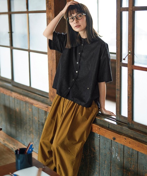 「Sunny clouds」 半袖ブラウス X-LARGE ブラック レディース_画像5