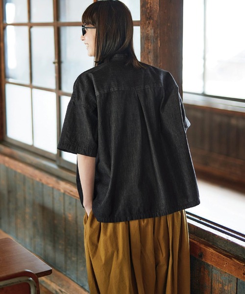 「Sunny clouds」 半袖ブラウス X-LARGE ブラック レディース_画像7