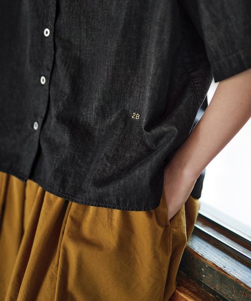 「Sunny clouds」 半袖ブラウス X-LARGE ブラック レディース_画像8