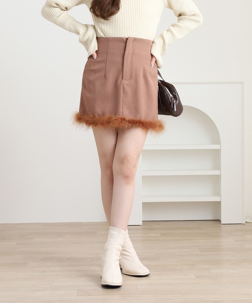 FUNALIVE（ファンアライブ） スカート 裾ファー台形ミニスカート
