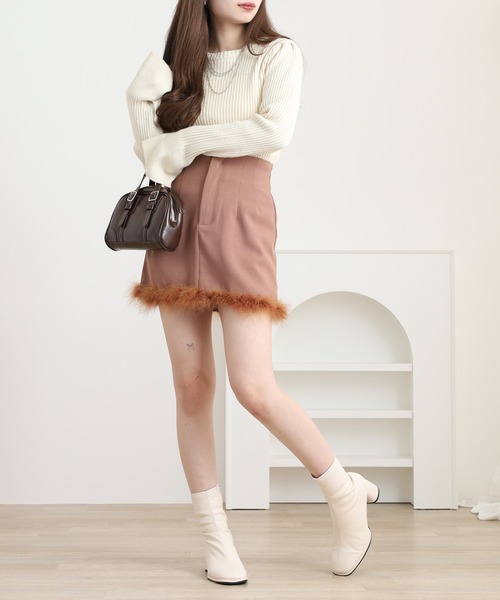 FUNALIVE（ファンアライブ） スカート 裾ファー台形ミニスカート