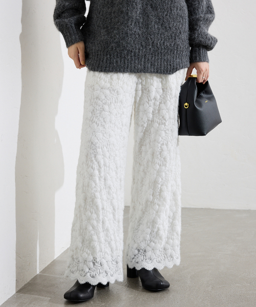 SLOBE IENA（スローブイエナ） パンツ fluffy lace イージーパンツ