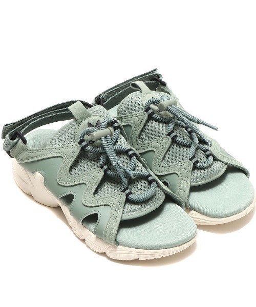 adidas（アディダス） フラットサンダル 23.5cm グリーン レディース