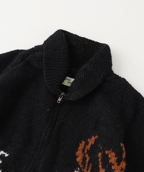 マクマホンニッティングミルズ レオパード柄 ウール ニットカーディガン マクマホンニッティングミルズ レオパード柄 ウール ニットカーディガン