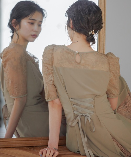 「niana」 半袖ワンピース M ベージュ レディース_画像9