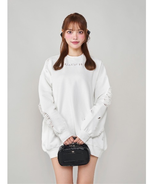Darich ホワイト スウェット FREE Darich（ダーリッチ） スウェットカットソー FREE ホワイト レディース