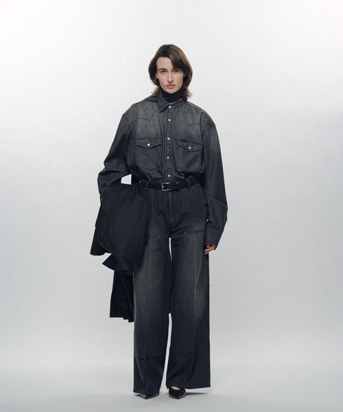 スラックス パンツ Double Knee Linen Jeans レディース メンズの画像