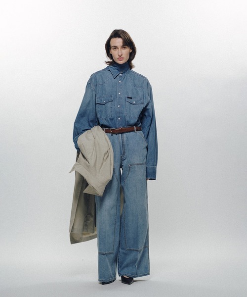 スラックス パンツ Double Knee Linen Jeans レディース メンズの画像