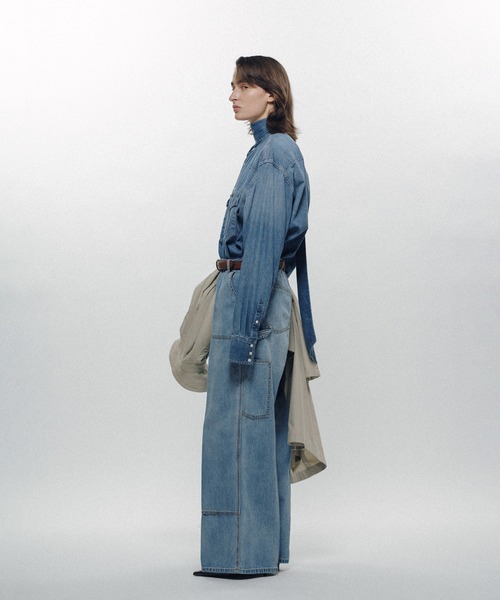 スラックス パンツ Double Knee Linen Jeans レディース メンズの画像