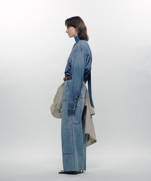 スラックス パンツ Double Knee Linen Jeans レディース メンズの画像