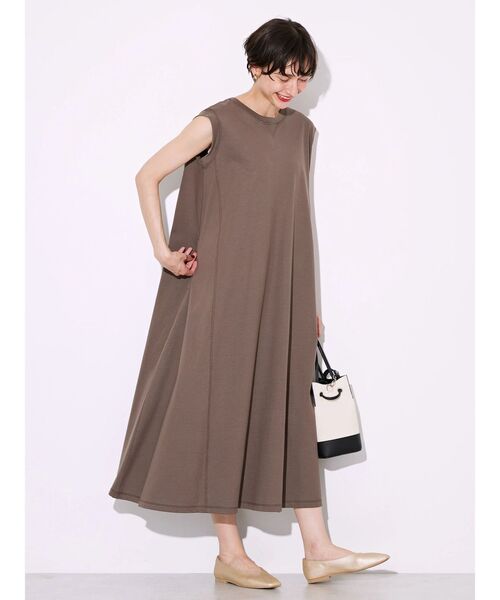 「AMERICAN HOLIC」 半袖ワンピース L ブラウン レディース_画像3