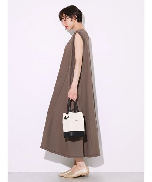 「AMERICAN HOLIC」 半袖ワンピース L ブラウン レディース_画像4