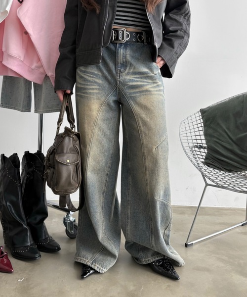 「SHAGGIE」 デニムパンツ SMALL ブルー レディース_画像4