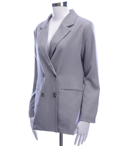 OzzAngelo♦︎テーラードジャケット　グレー、シルバー系　ストライプ T-JACKET】『ストライプ柄 テーラードジャケット sizeM』51G419J 4361R