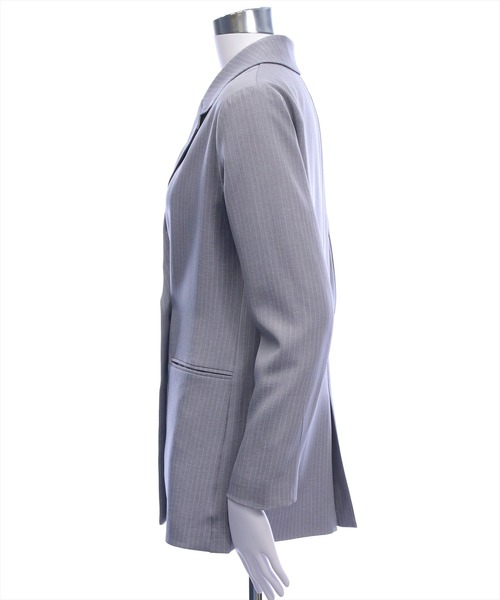OzzAngelo♦︎テーラードジャケット　グレー、シルバー系　ストライプ jacket-02016 オーバーサイズ ピンストライプ テーラードジャケット